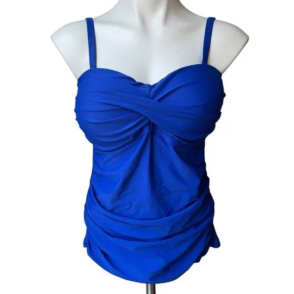 NWT, RELLECIGA Strapless Royal Blue Ruched Top, Sz L - Picture 10 of 13